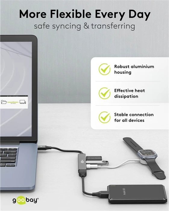 Wentronic goobay Slim 4-Port USB-Hub, 1x USB-A 3.0/3x USB-A 2.0, USB-A 3.0 [Stecker]