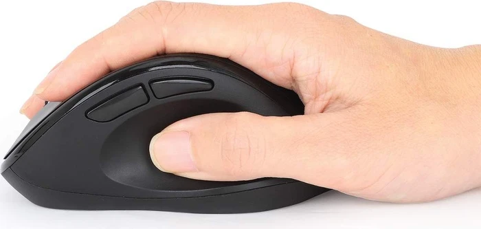 Manhattan Wireless Ergonomic Mouse with 2-in-1 USB Receiver, schwarz, USB