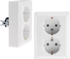 ChiliTec MILOS Schutzkontakt-Steckdose 2in1 2-fach, 250V~/ 16A, 1x UP, weiß matt
