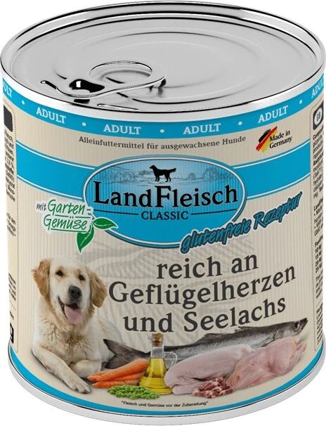 LandFleisch Pur mit Geflügelherzen und Seelachs, 800g