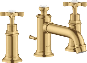 Hansgrohe Axor Montreux 3-Loch Waschtischarmatur 30 mit Kreuzgriffen und Zugstangen-Ablaufgarnitur brushed gold optic