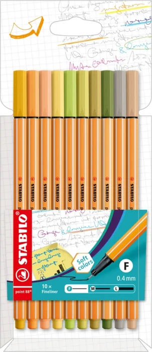 STABILO point 88 soft colors sortiert, 10er-Set, Kunststoffetui