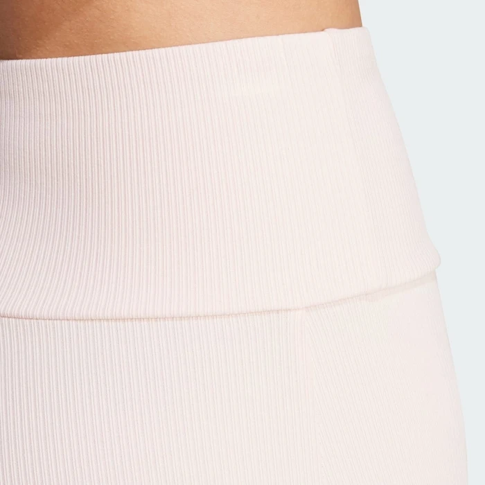 adidas Lounge Ribbed High-Waist Hose kurz sandy pink (Damen)