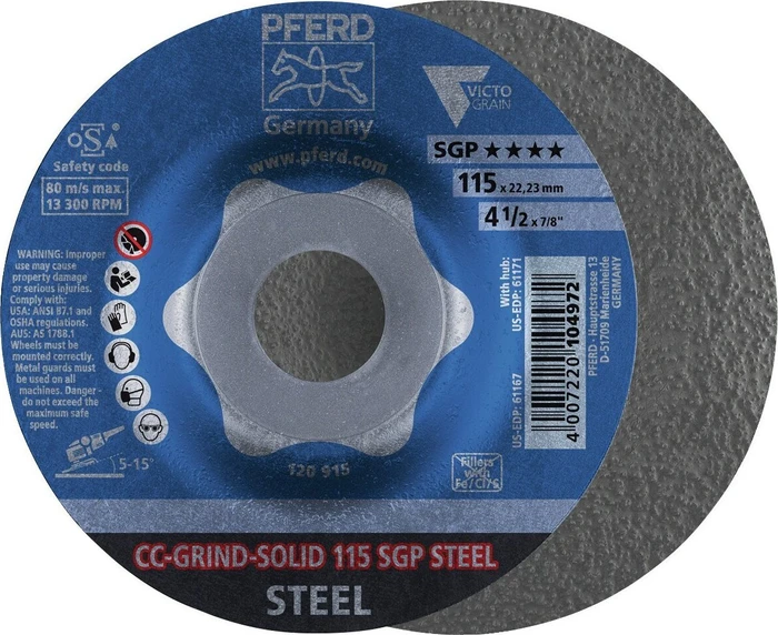 Pferd CC-GRIND-SOLID 180 SGP STEEL CC-GRIND Schleifscheibe, 180x22.23mm, 10 Stück