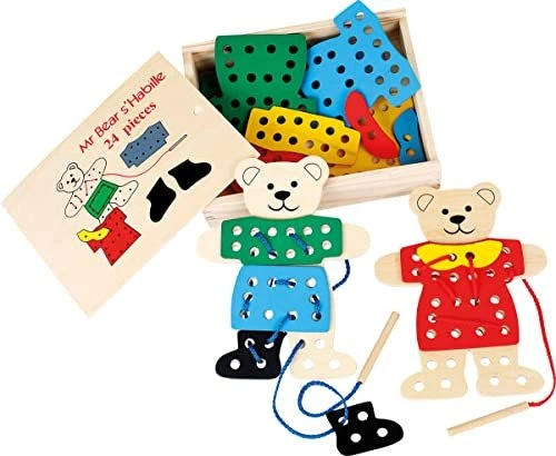 Legler Small Foot Fädelspiel Anziehbären