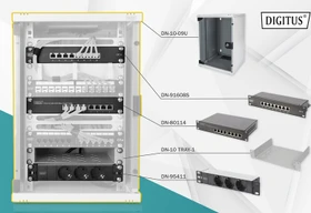 Digitus Professional DN-10 10" Wandschrank Netzwerk-Set 9HE, Sicherheitsglastür, IP2X, grau, 300mm tief