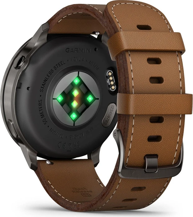 Garmin Venu 4 salte/black/brown leather