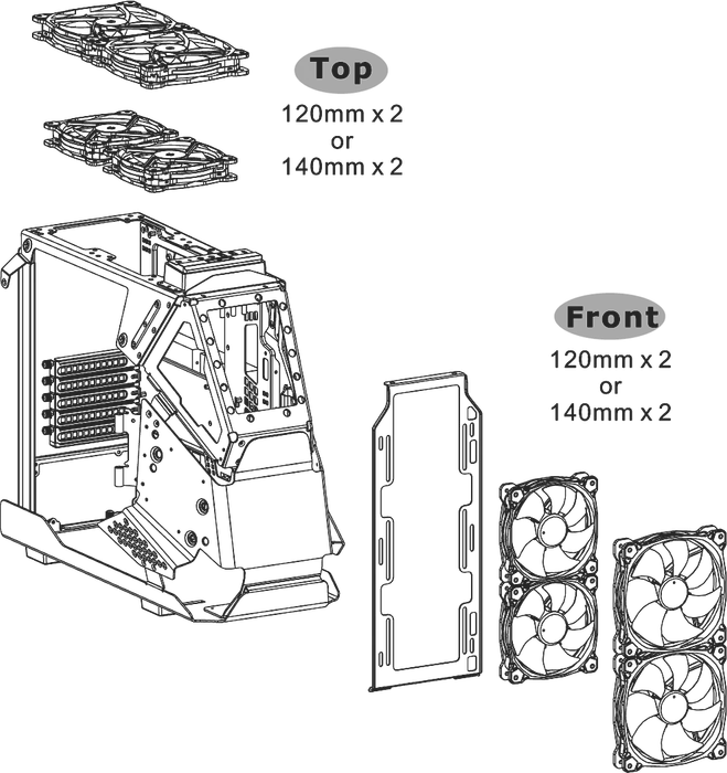 Thermaltake AH T200, schwarz, Glasfenster