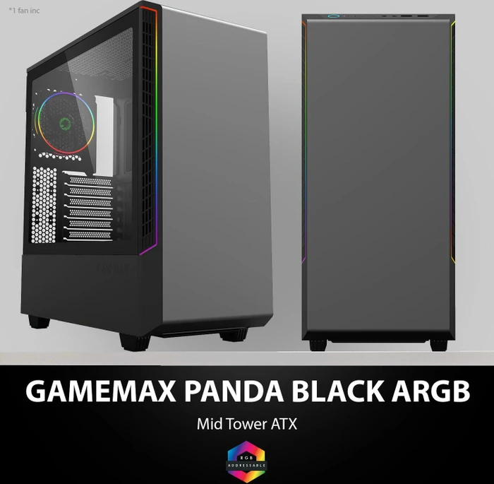 GameMax Panda, schwarz, Glasfenster