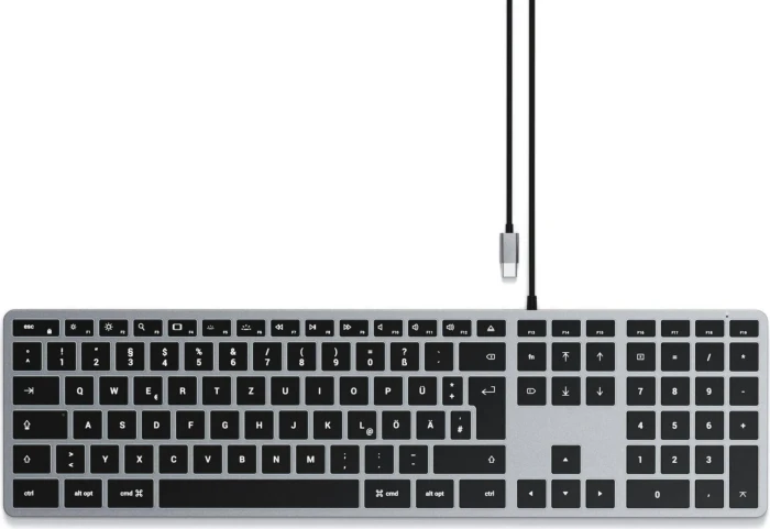 Satechi Slim W3 Wired Backlit Keyboard, -C, schwarz/grau, USB, DE