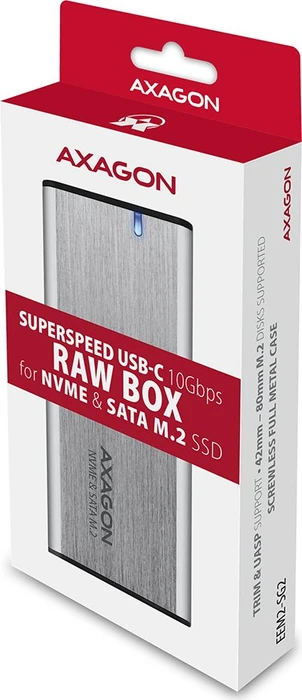 Axagon M.2 Festplattengehäuse, silber, M.2 PCIe/SATA, USB-C 3.1