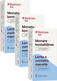 Redcare Monatskontaktlinse, -1.25 Dioptrien, 3 Stück