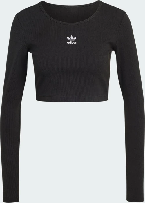 adidas Essentials Ribbed Crop Top Shirt langarm schwarz (Damen)