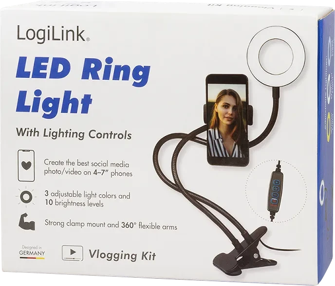 LogiLink Smartphone-Ringlicht-Klemmhalterung
