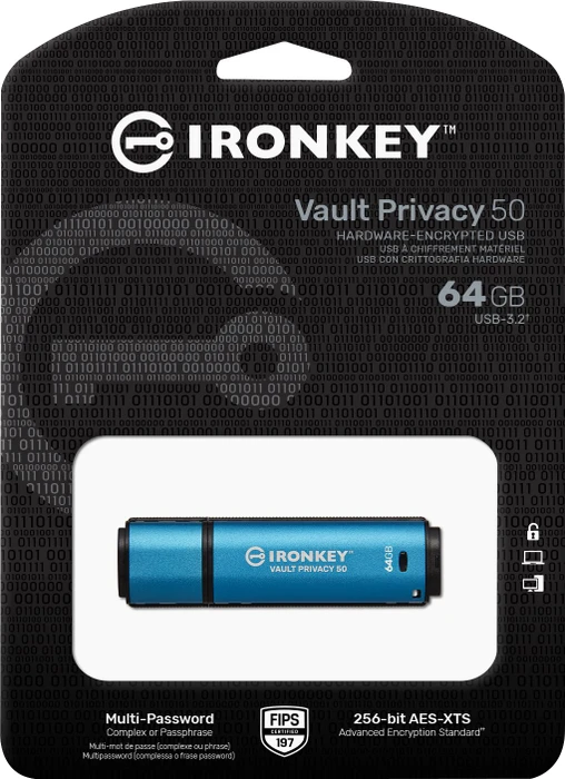 Kingston IronKey Vault Privacy 50 64GB, USB-A, USB 3.2 Gen 1×1