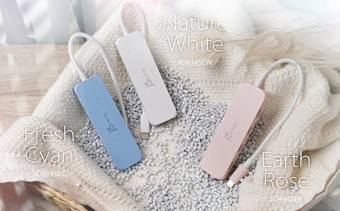 j5create Eco-Friendly 4-in-1 USB-C Hub blau, 4x USB-C 3.1, USB-C 3.1 [Stecker]