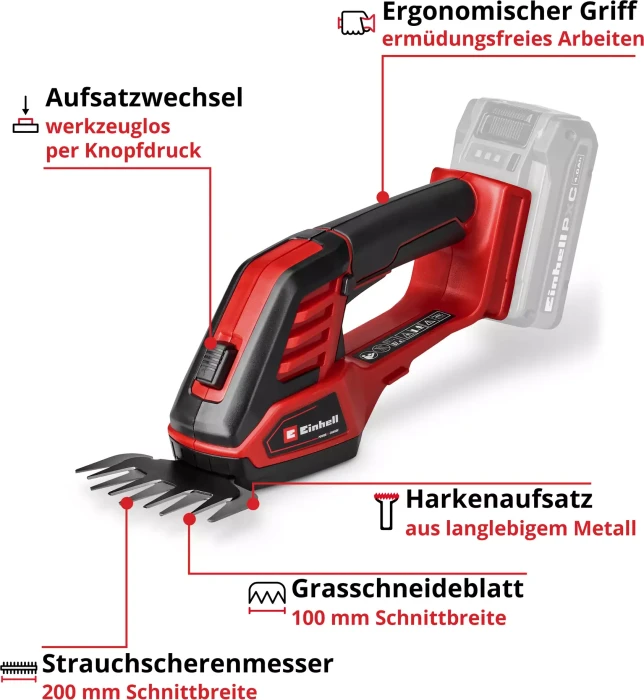 Einhell Expert GE-CG 18/100 Li T Akku-Gras-/Strauchschere solo