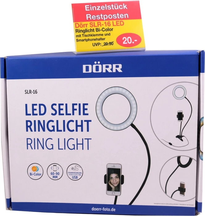 Dörr LED Selfie Ringlicht SLR-16 Bi-Color