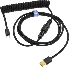 Ducky Premicord Spiralkabel USB-C auf USB-A, Tastaturkabel (Spiral-Textilkabel), 1.8m, Phantom Black
