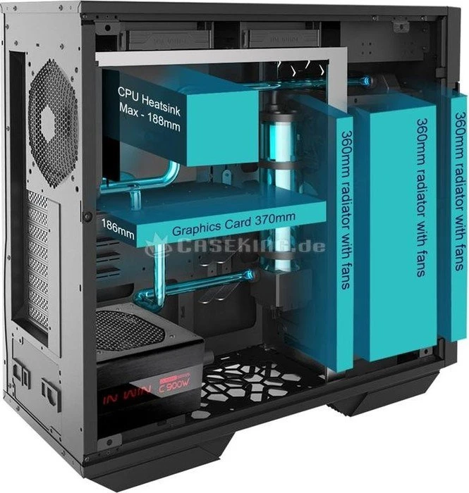 In Win 509 schwarz/grau, Glasfenster