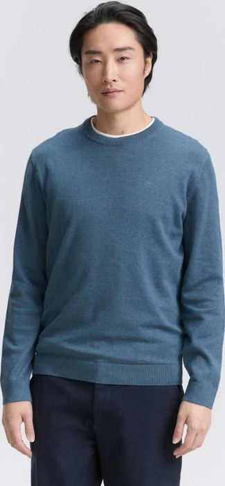 Tom Tailor Basic Baumwolle Strickpullover real teal melange (Herren)