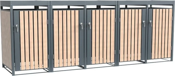 Westmann Planta Mülltonnenbox 5x 240l holzoptik/anthrazit
