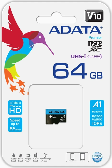ADATA Premier R100/W25 64GB, UHS-I U1, A1, Class 10