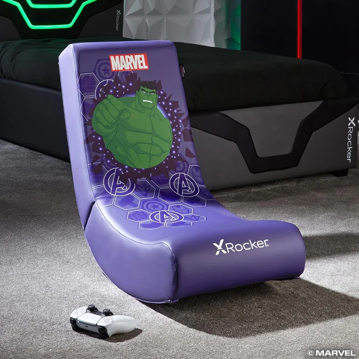X Rocker Marvel Hero Video Rocker Gaming Bodensessel für Kinder/Jugendliche, Hulk violett
