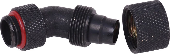 Aquatuning HF Schraubanschluss 45° G1/4" AG auf 13/10 drehbar, schwarz