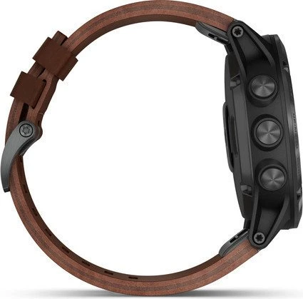 Garmin Fenix 5X Plus Sapphire grau mit Lederarmband
