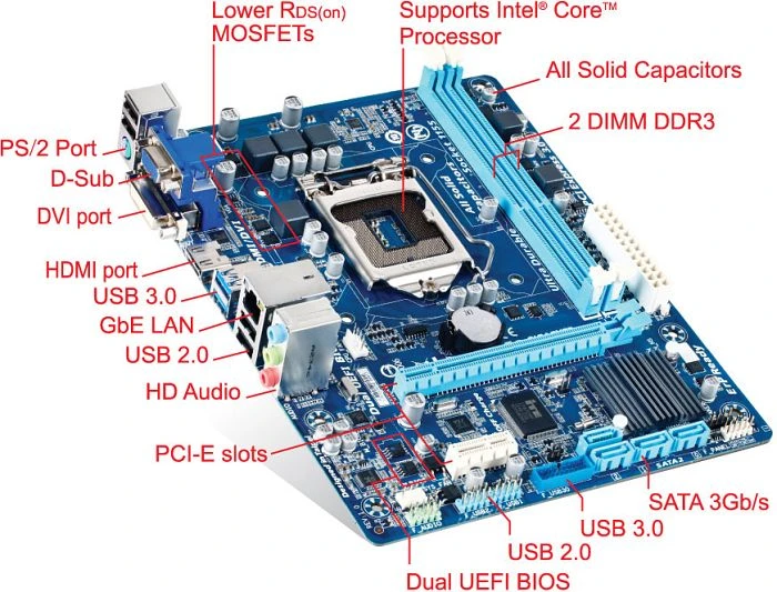 GIGABYTE GA-H61M-USB3H (Intel 1155)