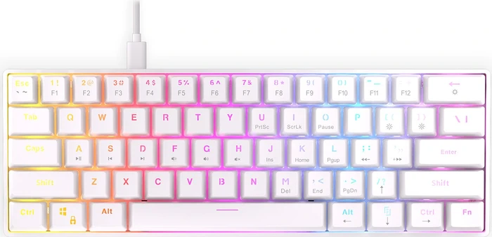 Krux Qara 60%, White, LEDs RGB, Outemu Red, USB, US