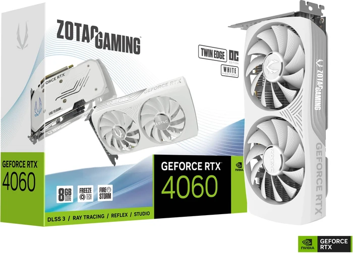 Zotac Gaming GeForce RTX 4060 Twin Edge OC White Edition, 8GB GDDR6, HDMI, 3x DP