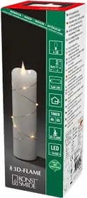 Konstsmide Echtwachskerze 17.8cm weiß LED 10x warmweiß, 10 Stück