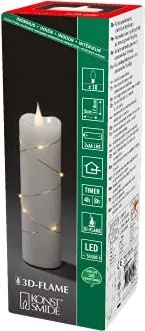 Konstsmide Echtwachskerze 17.8cm weiß LED 10x warmweiß, 10 Stück