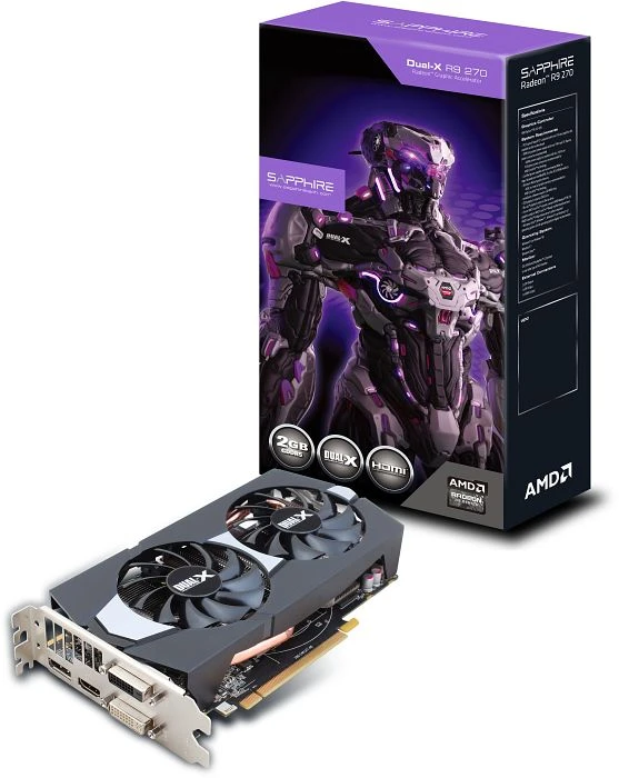 Sapphire Radeon R9 270 Dual-X, 2GB GDDR5, 2x DVI, HDMI, DP, lite retail