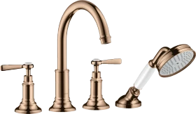 Hansgrohe Axor Montreux 4-Loch Fliesenrandarmatur mit Hebelgriffen polished red gold