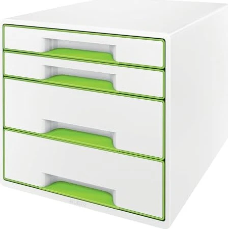 Leitz Wow Cube Schubladenbox, 4 Schubladen, weiß/grün