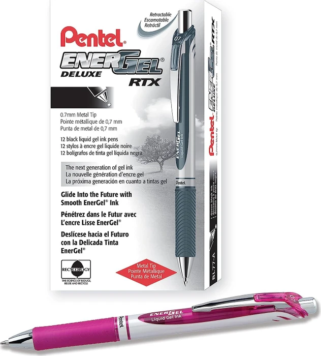 Pentel EnerGel XM BL77 Gelroller magenta/silber, 12er-Pack