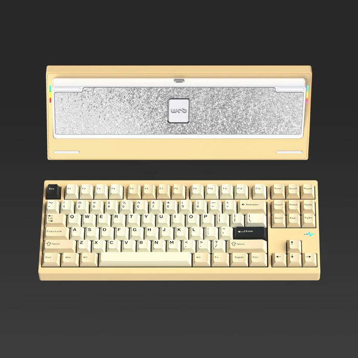 Wobkey Crush 80 Reboot Pro, Yellow, LEDs RGB, Kailh Cocoa, USB/Bluetooth, US