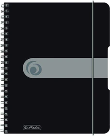 Herlitz Spiralblock to go, A5, kariert, Kunststoff-Cover, schwarz, 80 Blatt