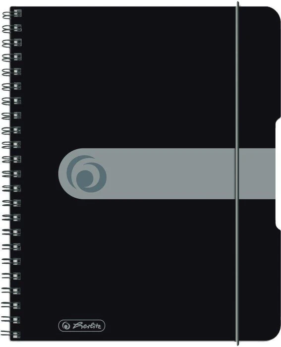 Herlitz Spiralblock to go, A5, kariert, Kunststoff-Cover, schwarz, 80 Blatt