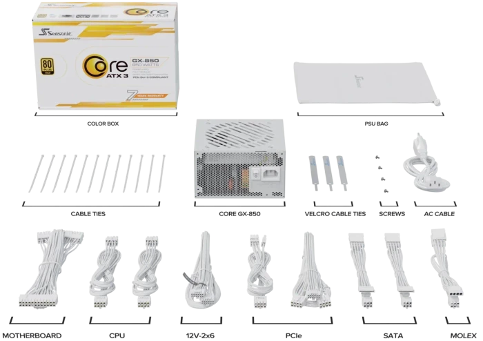 Seasonic Core GX White ATX 3 (2024) GX-850 850W, ATX 3.1