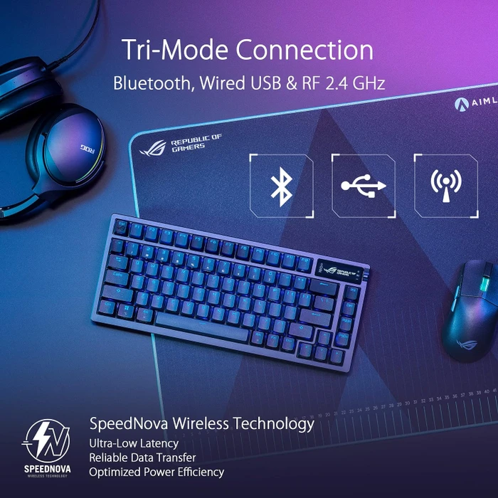 ASUS ROG Azoth Wireless Gaming Keyboard, PBT, hot-swap, ROG NX RED, USB/Bluetooth, ES