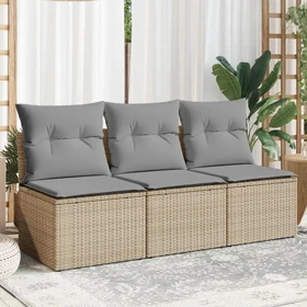 vidaXL Gartensofa/Gartenbox mit Kissen 165cm 3-Sitzer beige/grau