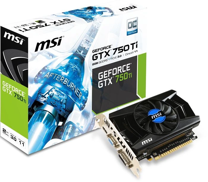 MSI GeForce GTX 750 Ti, N750Ti-2GD5/OCV1, 2GB GDDR5, VGA, DVI, HDMI