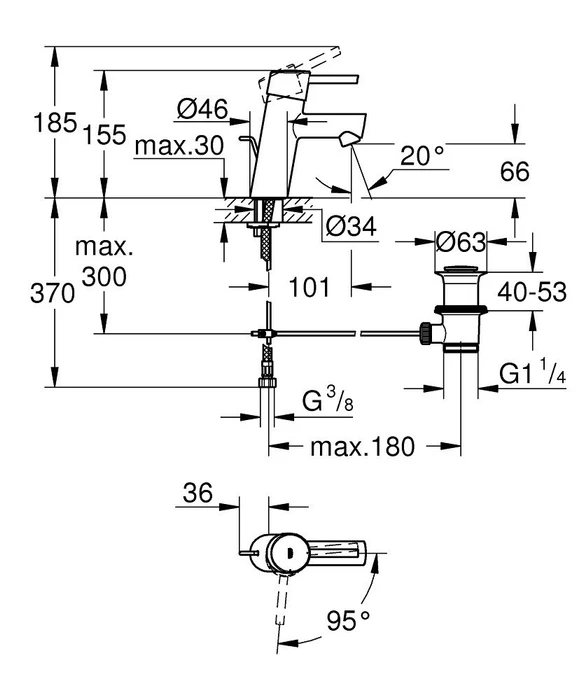 Grohe Concetto Einhand-Waschbeckenarmatur 1/2" S-Size SilkMove ES mit Ablauffernbedienung chrom