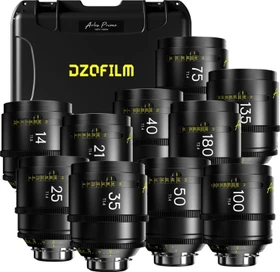 DZOFilm Arles 14/21/25/35/40/50/75/100/135/180mm T1.4 FF/VV Cine metric 10-Lens Kit für PL