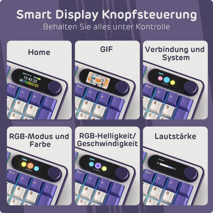 RK Royal Kludge S98, Lavendel Lila, 96%, hot-swap, RK Linear Viridian, USB/Bluetooth, DE