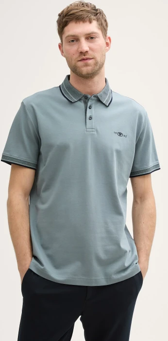 Tom Tailor Piqué mit Stretch Poloshirt kurzarm grey mint (Herren)